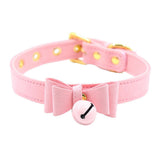 Maxbell PU Leather Bow Collar Necklace Choker with Bell Cat Cosplay Necklace Pink - Aladdin Shoppers