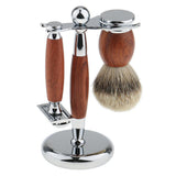 Maxbell Maxbell Luxury Shaving Set Rosewood Safety Shaver Shave Brush Alloy Stand Holder