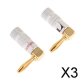 Maxbell 3x2 Pieces L Shape 4mm Audio Speaker Jack Connector Banana Plug Adaptor