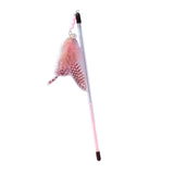 Maxbell Cat Feather Toy Portable Training Toy Cat Teaser Stick for Kitty Cats Indoor Pink