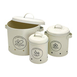 3x Kitchen Vegetable Storage Tin for Pantry Container for Counter Decoration