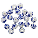 Maxbell 40Pcs Purple+ Blue Flower Ceramic Charms Porcelain DIY Loose Spacer Beads