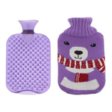 Maxbell Maxbell 2L Durable PVC Massage Thickened Hot Water Bottle with Cloth Cover Purple