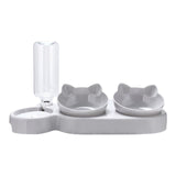 Maxbell Triple Cats Bowls Feeder Small Medium Large Cat Dog Feeding Dishes Light Gray