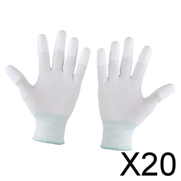 Maxbell 20x1 Pair Nylon Quilting Gloves for Machine Quilters Quilting Sewing M White