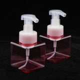 Maxbell 2Pcs 250ml Square Foam Lotion Pump Bottle Dispenser Vials Jar Clear Pink