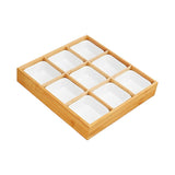 Maxbell Maxbell Bamboo Fruit Tray with Ceramic White Bowls Food Tray for Office Home Camping 30.5x30.5x5cm 9 compartments