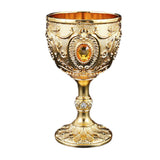 Maxbell Vintage Embossed Water Goblet Home Tiny Drinking Cup European Metal Wine Cup Gold