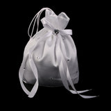 Maxbell 50xSatin Pearl Rhinestone Wedding Bridal Dolly Bag Handbag Ivory 22x22cm