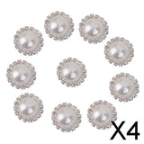 Maxbell 4x10pcs Crystal Faux Pearl Buttons Shank Decoration DIY Craft 21mm White