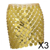Maxbell 3xMetal Sequin Skirt Hollow Out Bohemian Shiny for Dance Beach Aureate