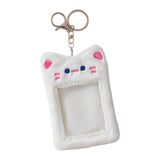 Maxbell Plush Photocard Holder Keychain for Football Cards Bus Cards Driver Licenses White