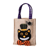 Maxbell Trick or Treat Tote with Handle Snack Grocery Bag Reusable Halloween Handbag Black Cat