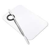 Maxbell Maxbell 2x Steel Nail Art Face Makeup Foundation Mixing Palette+Spatula Sets Mirror
