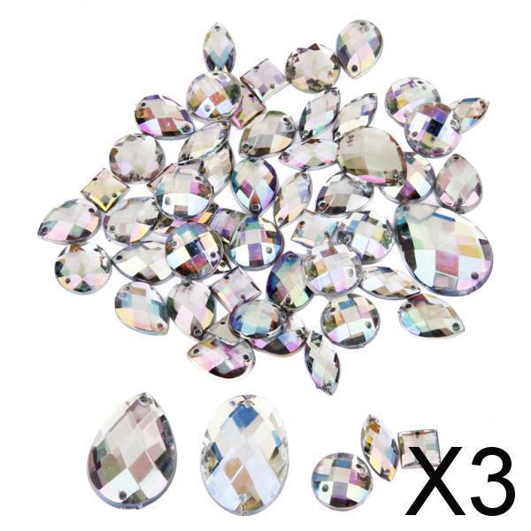 Maxbell 3x50pcs Crystal Sewing Button Decorative Buttons DIY Crafts Mixed Styles