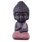 Maxbell 4 Pieces Tea Tray Decor - Little Monk Buddha Ceramic Statues Holder Tea Pet
