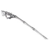 Maxbell Womens Pearls Flower Hair Stick Antique Silver Chopstick Bamboo Leaf Shape
