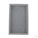 Maxbell 2x Elegant Velvet Stackable Jewelry Display Tray Necklace Organizer Gray