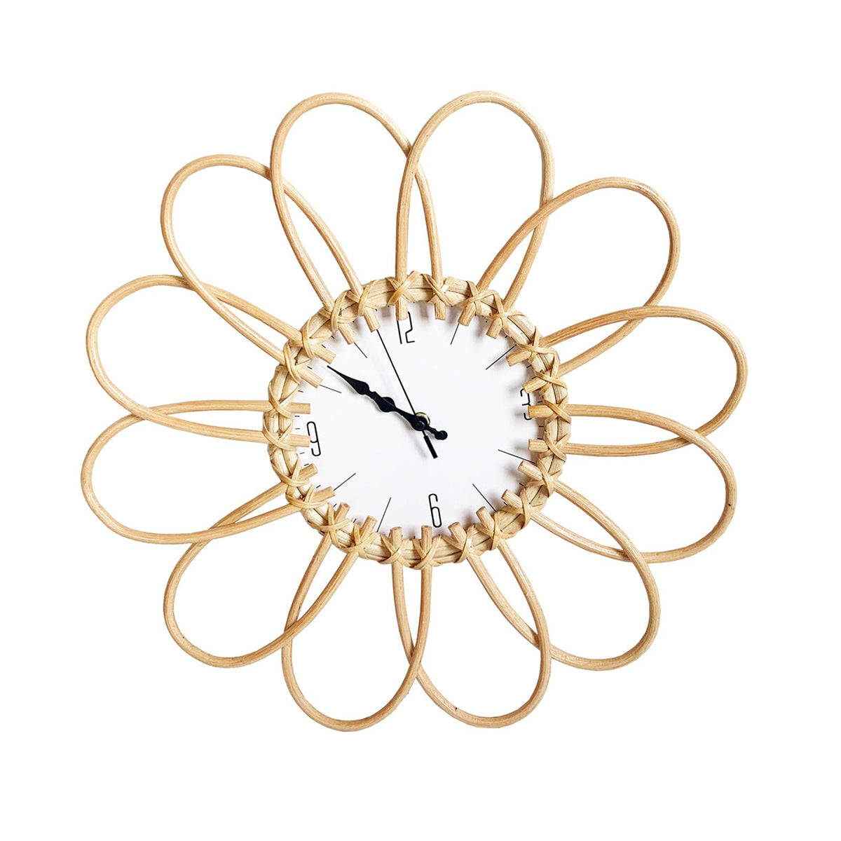 Maxbell Maxbell Rattan Wall Clock Boho Wall Decor Silent Modern for Hotel Home Decoration Style A