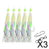 Maxbell 3x5Pcs Luminous Fishing Rigs Fish Lure for Sea Fishing Saltwater Mackerel 22mmx10mm