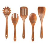 Maxbell 5Pcs Wooden Spoons for Cooking Portable Tableware Wooden Kitchen Utensil Set