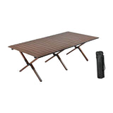 Maxbell Camping Folding Table Compact Foldable Picnic Table for Hiking Beach Kitchen walnut color