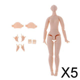 5xFlexible 20 Joints Nude Body & Hands Set for Middle Blythe Doll Costom Use