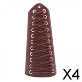 Maxbell 4xLeather Gauntlet Wristband Lace up Wrist Guard for Men Women Cosplay Brown