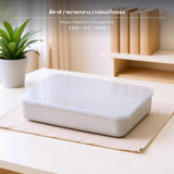 Maxbell Plastic Storage Basket with Lid, Rattandesign Hollow Organizer Box, Multi-Size Desktop Storage Bin for Clothes, Toys, Bathroom, Kitchen, Household, Portable Stackable Storage, Khaki/Ivory/Mixed Khaki Medium Storage Box