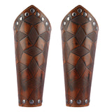 2Pcs Medieval Unisex Men  Bracers Leather Gauntlet Wristband Arm Armor Brown