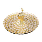 Maxbell Fruit Plate Multi Functional Peacock Cosmetic Tray for Makeup Bathroom Party Gold White