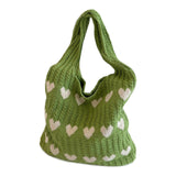 Maxbell Women's Shoulder Bag Lady Pouch Knitted Tote Bag for Outdoor Travel Birthday Green