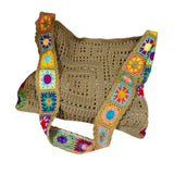 Maxbell Crochet Tote Bag Pouch Knitted Women Shoulder Bag for Outdoor Party Birthday Khaki