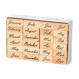 Maxbell 1 Box of Wooden Stamps Wood Rubber Stamps for Drawing Decoration Art Crafts Month