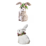 Maxbell 2pcs Soft Easter Rabbit with Wreath Photo Props Art Desk Ornament