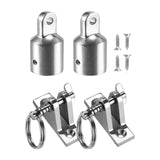 Maxbell 2Pcs Deck Hinges and Eye End Caps Fits 1 inch Tube Repair Parts Top Hardware 60x16mm Hinge