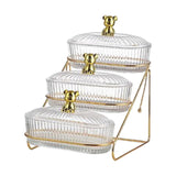 Maxbell 2xDried Fruit Dish Transparent Snack Plates for Appetizer Candies Dried Fruits 3 Tier