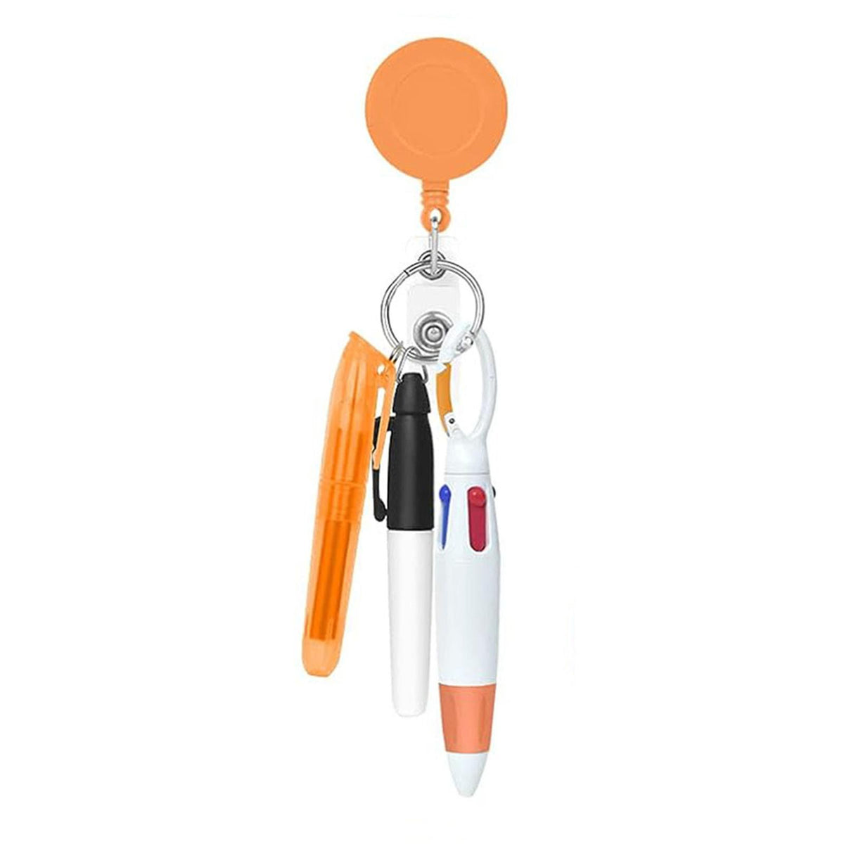 Maxbell Shuttle Pen Office Supplies Gift Compact Nurse Retractable Badge Holder orange