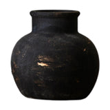 Maxbell Rustic Ceramic Vase Wabi Sabi Table Centerpiece Office Farmhouse Flower Vase Black 15x15x14cm