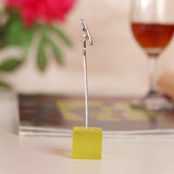 Maxbell 5x CLEAR YELLOW CUBE Memo Paper Recipe Note Clip Wedding Photo PLACE CARD HOLDER