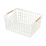 Maxbell Iron Storage Basket Multipurpose Metal Storage Bin for Cabinets Home Bedroom White 36cmx25cmx16cm