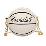 Maxbell Basketball Shaped Purse Casual Mini Round Ball Bag for Street Work Commuting White