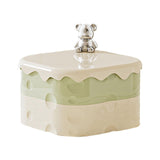 Maxbell Rotation Divided Serving Tray with Lid Snack Tray for Chinese New Year Treat Green 2 Tier