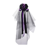 Maxbell Halloween Bridal Veil Headpiece for Masquerade Balls Escape Rooms Stage Show Purple Rose