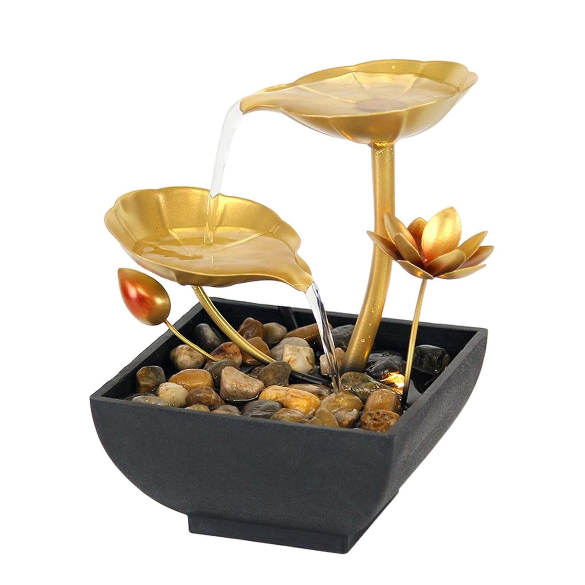 Maxbell Maxbell 2 Tiers Tabletop Fountain Tabletop Waterfall Cascading for Office Decoration Flower