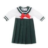 7xLovely Doll Mini School Uniform Dress Clothes for 1/6 Girl Dolls Blackish Green