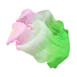 Maxbell Silk Belly Dance Fan Bamboo Long Fans Veils for Costume Accessories Carnival pink light green