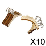 Maxbell 10x10Pcs 1/6 BJD Clothing Rack Wooden Hanger Metal Hooks Closet Accessories