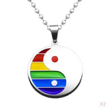 Maxbell 2pcs Stainless Steel Yin Yang Pendant Necklace for Gay Lesbian Pride Gift