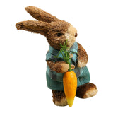 Maxbell 2Pcs Standing Bunny Straw Rabbit Easter Desktop Artificial Animal Model